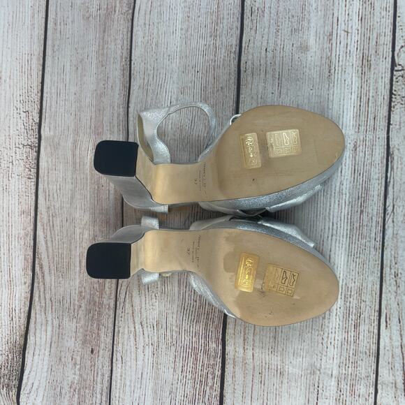 Jimmy Choo Heloise 120 Nappa Womens Sz EUR 37 US 7 Platform Sandal Heels Silver - Picture 8 of 9